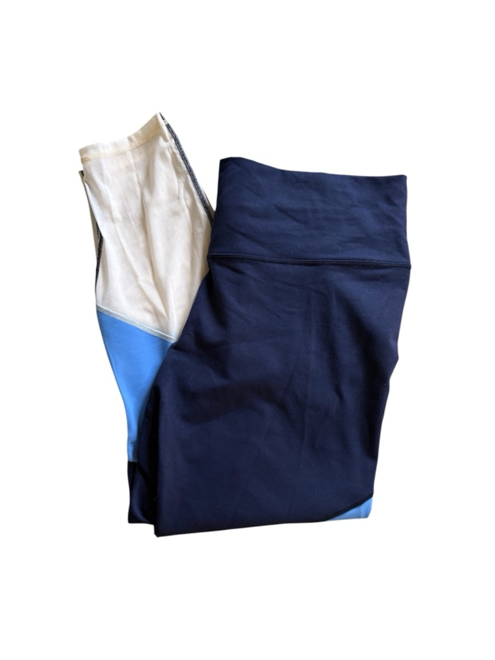 Fabletics Navy, Light Blue & White Colorblock Leggings